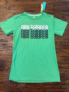 NWT New Balance Green Logo Repeat Tee